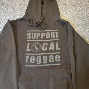 Support local reggae - grey on black hoodie - california vibes- size xl